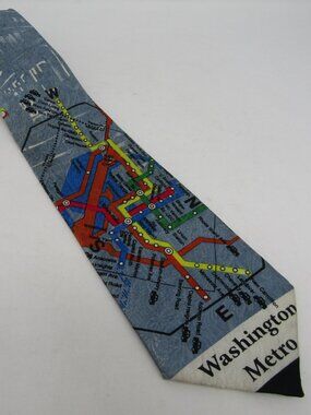 Vintage Dino Romaro DC Washington Metro Subway Transit Map Hand Made Silk Tie